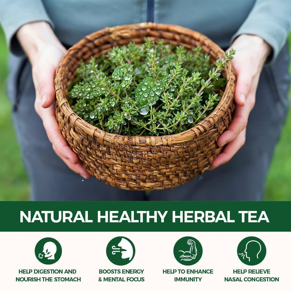 120 Count Premium Thyme Leaf Tea Bags – 100% Natural & Pure Herbal Tea, Suppo…