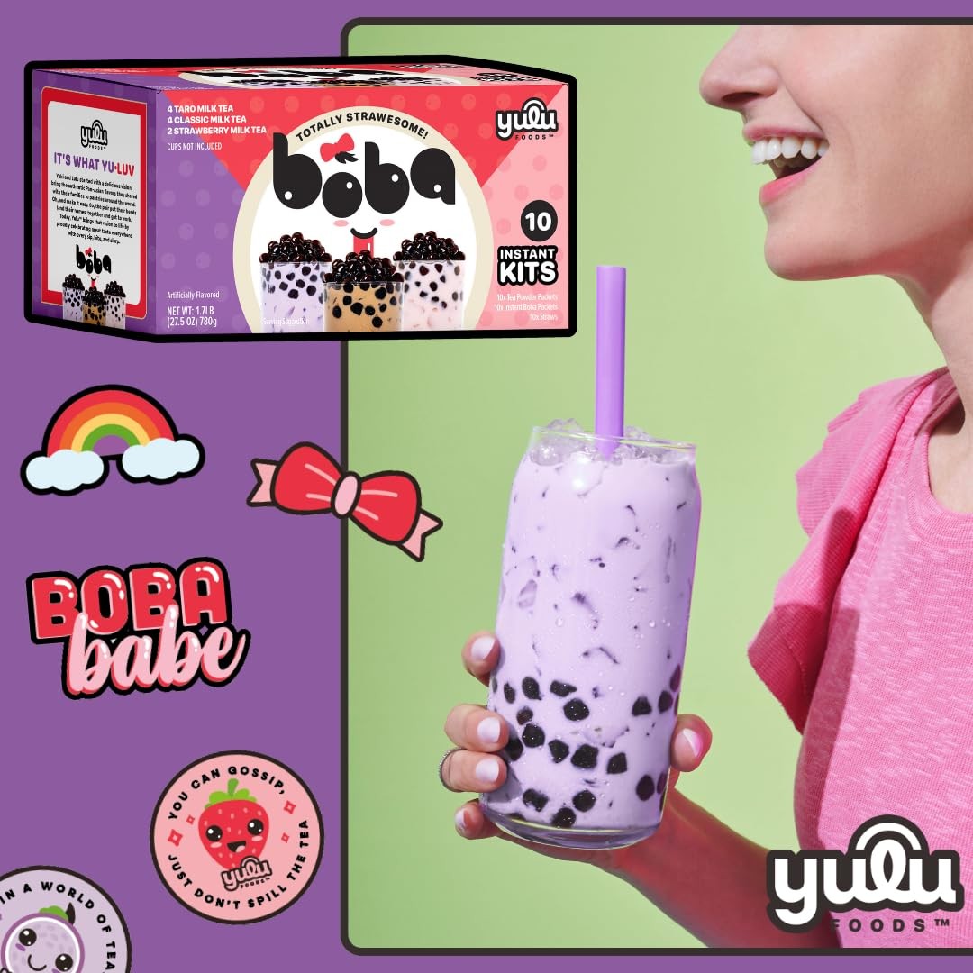 Boba Bundle Kit 10 Serv. Instant Bubble Pearl Variety Milk Tea Kit with Authenti