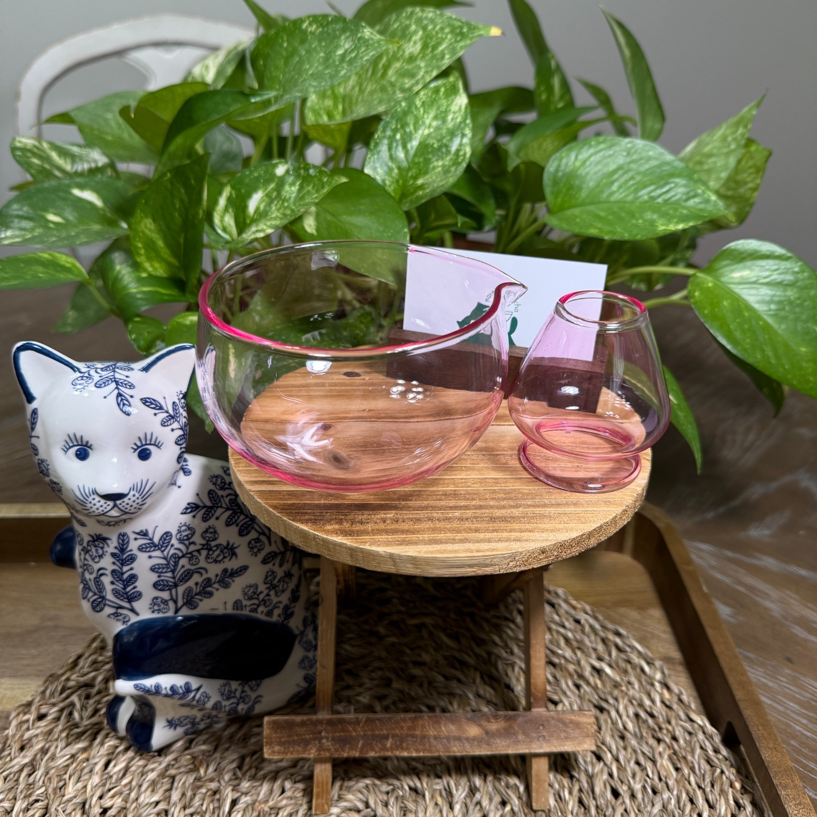 US SELLER – Glass Matcha Set | Chawan Matcha Bowl and Whisk Holder