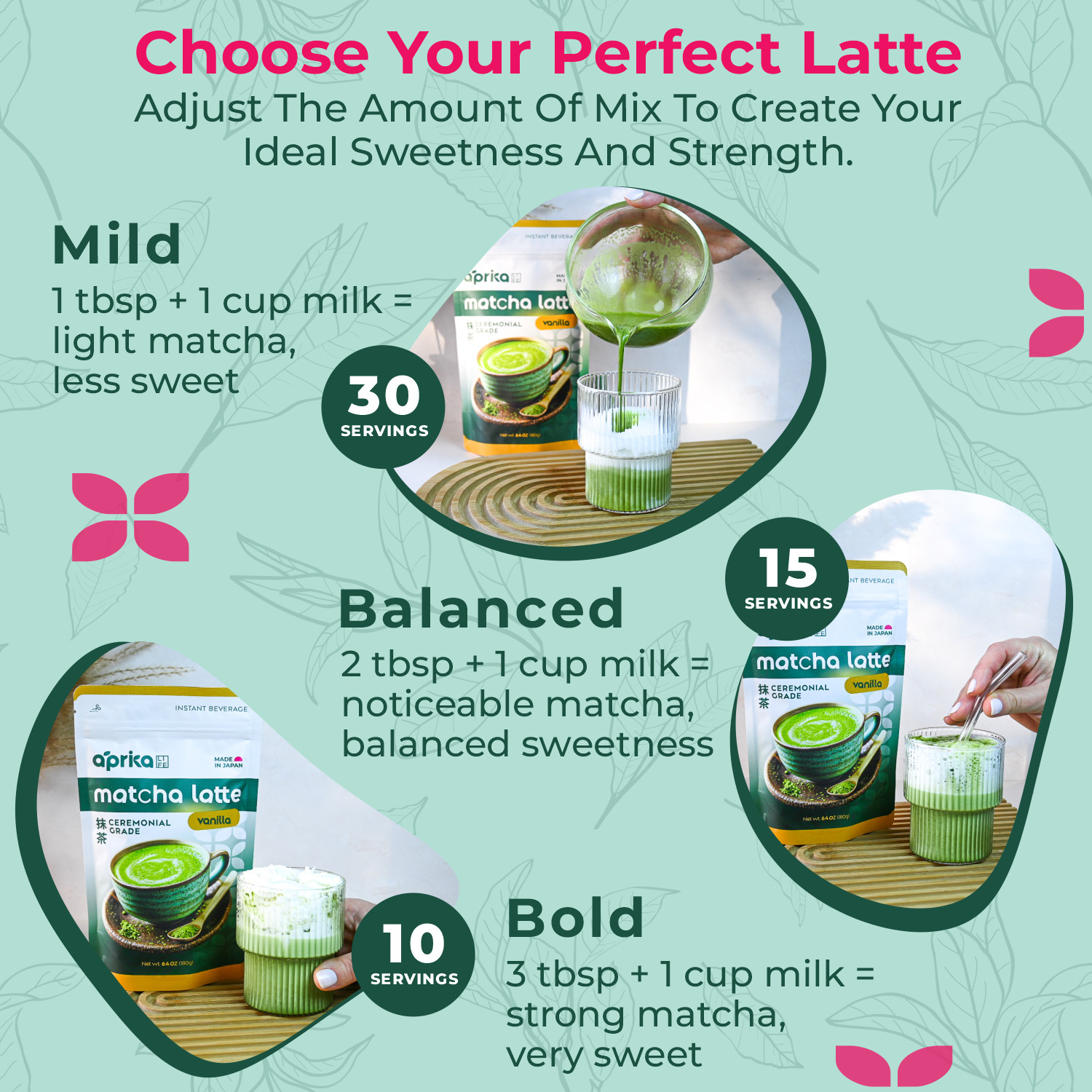 AprikaLife Matcha Latte Mix with Vanilla, Ceremonial, 6.8 oz