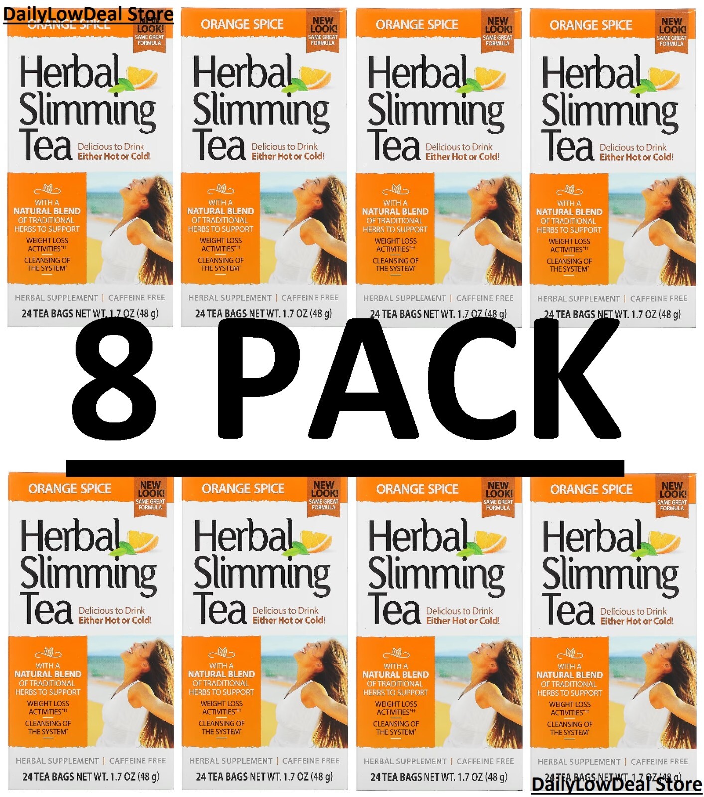 8 PACK – 21st Century Herbal Slimming Tea Orange Spice 24 Tea Bags (Total 192)