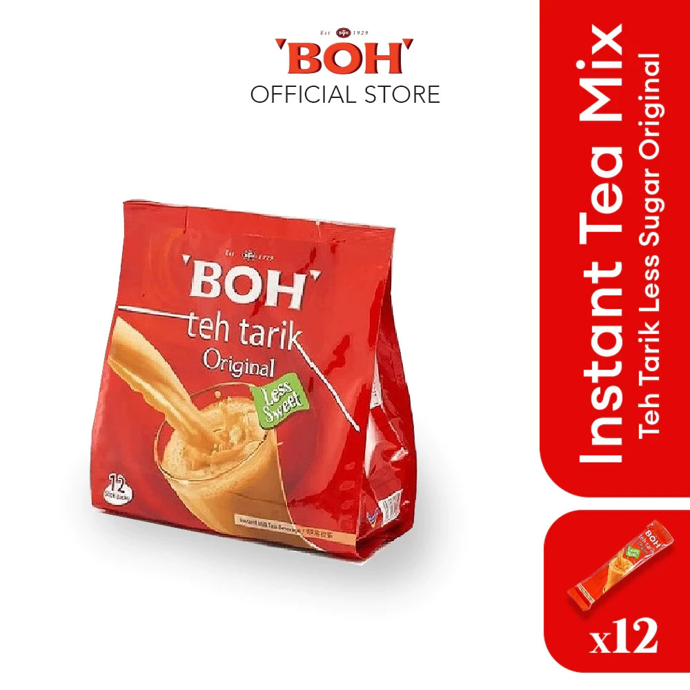 BOH Teh Tarik 3 in 1 Instant Milk Tea Malaysia Less Sugar 12 Packs 27g each