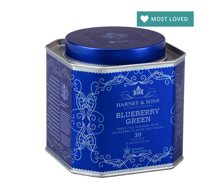 HRP Harney & Sons 30 ct Gift Tin BLUEBERRY GREEN Tea Sachets