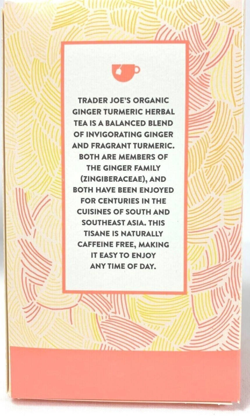 3 x Trader Joe’s Organic Ginger Turmeric Herbal Tea 20 Tea Bags Each, Total 60ct