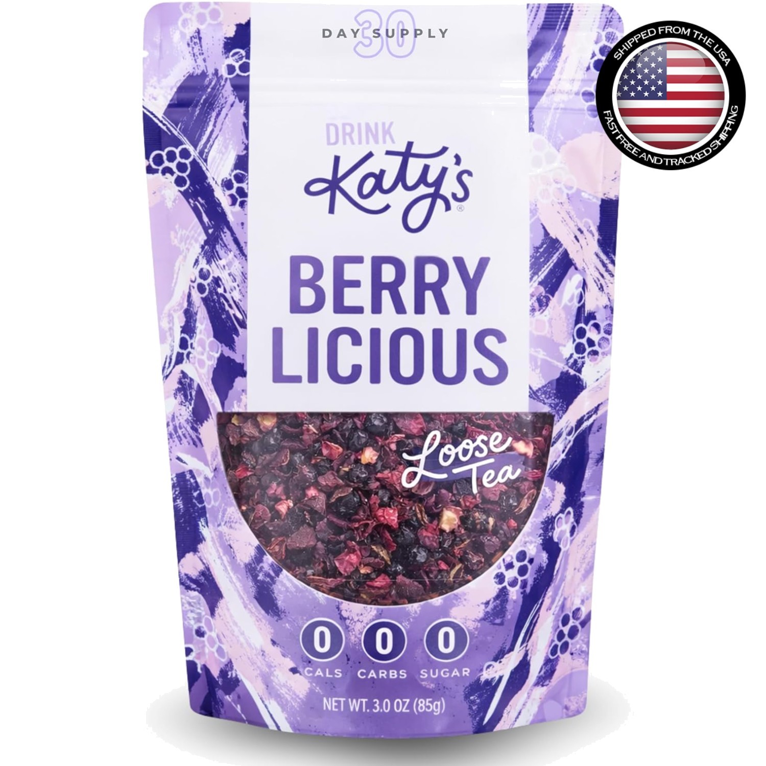 Katy’s Berry Loose Leaf Tea – Hibiscus, Blueberry & Cranberry – 30+ Cups