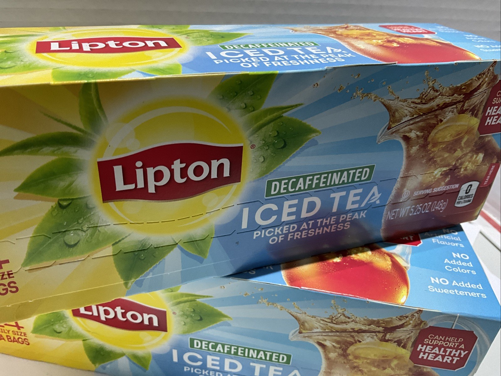 Lipton Decaffeinated Iced Tea 24 Family Size Tea Bags Lot of TWO Boxes New