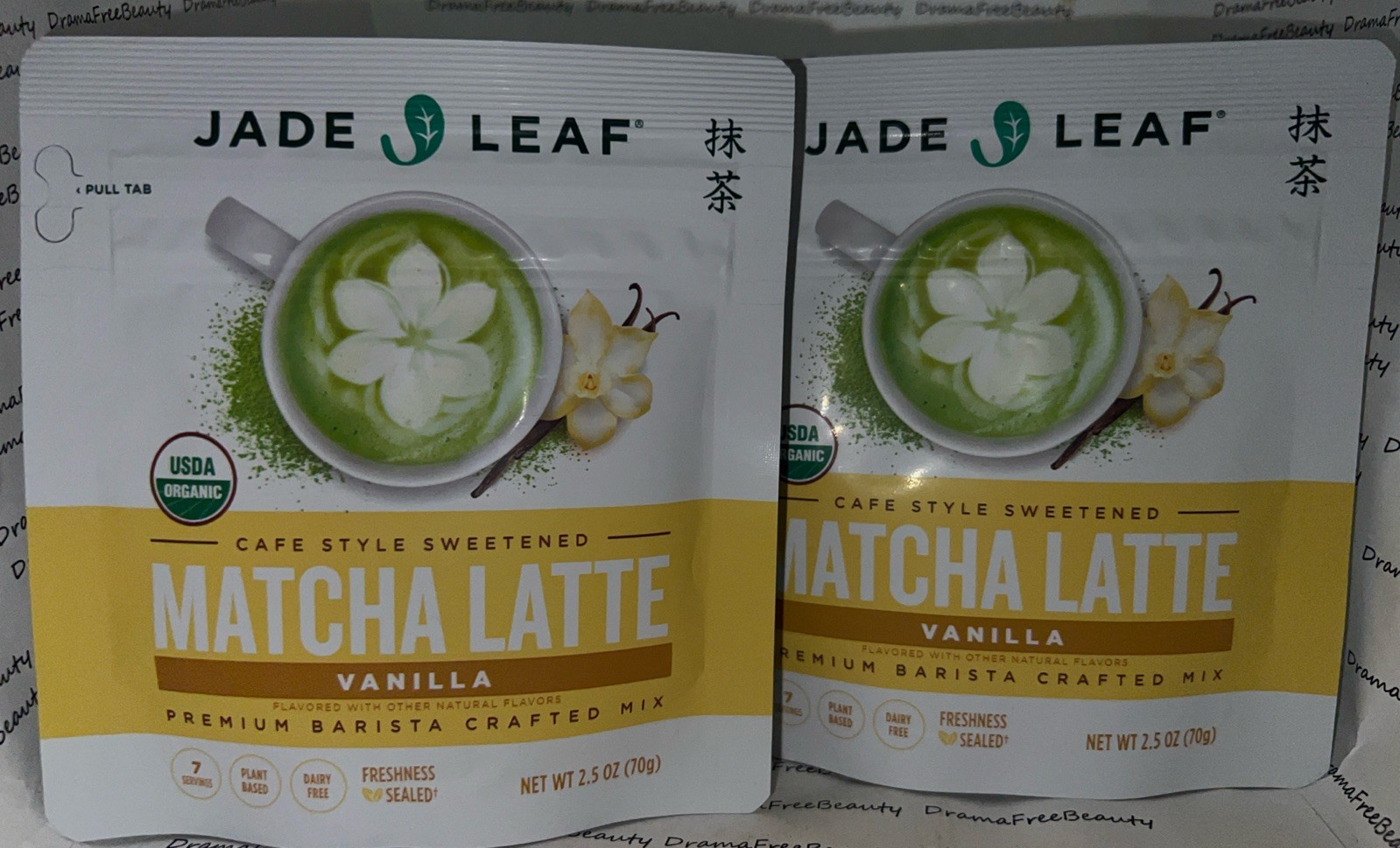 Jade Leaf Organic Matcha Latte Premium Barista Mix ~ VANILLA ~ 2 X 2.5 oz./70 g.