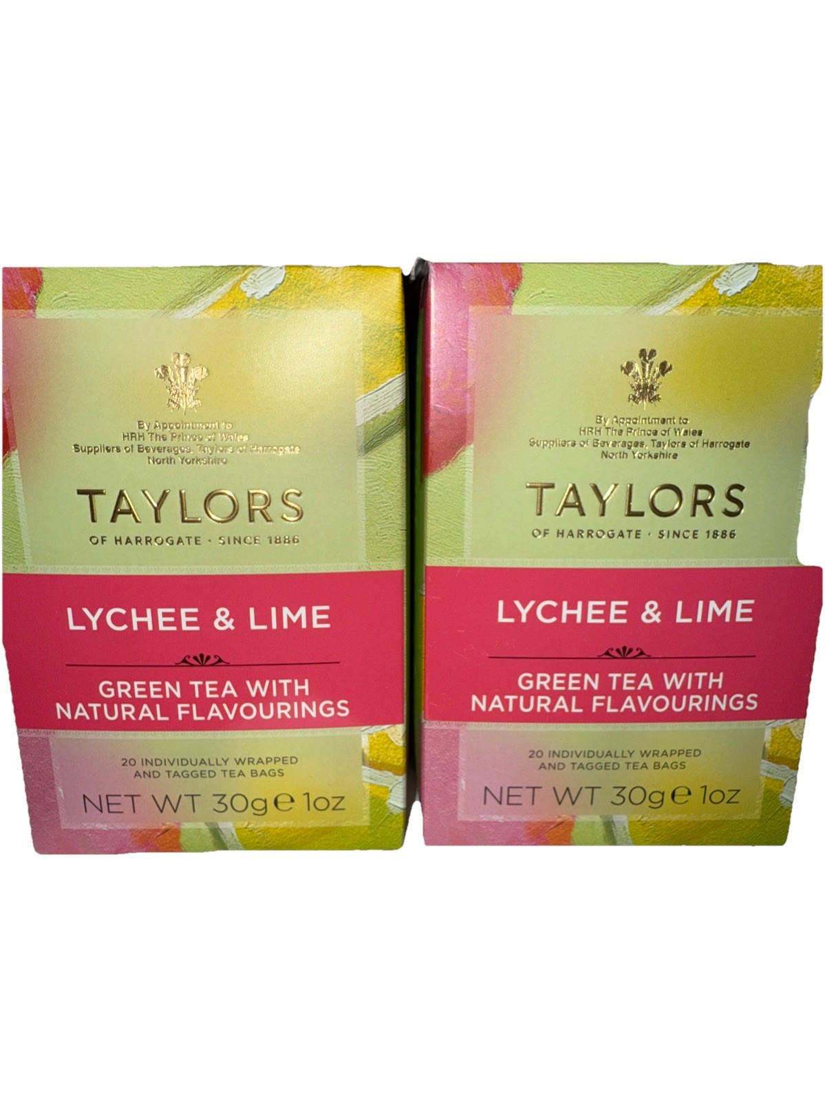 TAYLORS of Harrogate 🫖 LYCHEE & LIME GREEN TEA 2 Boxes= 40 Teabags BB:11-2026