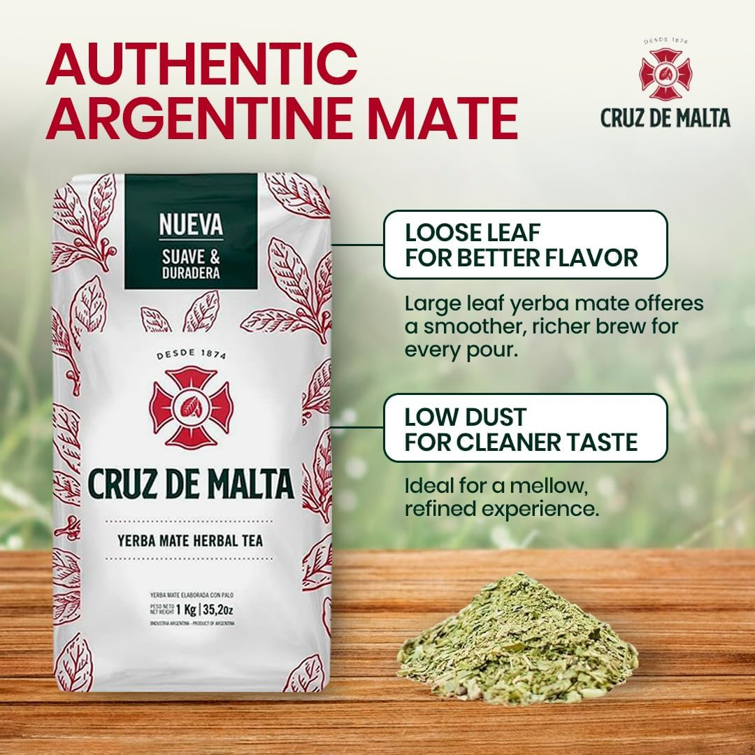 Cruz De Malta Yerba Mate Tea – 1Kg (2.2 Lbs) Loose Leaf – Traditional Argentine