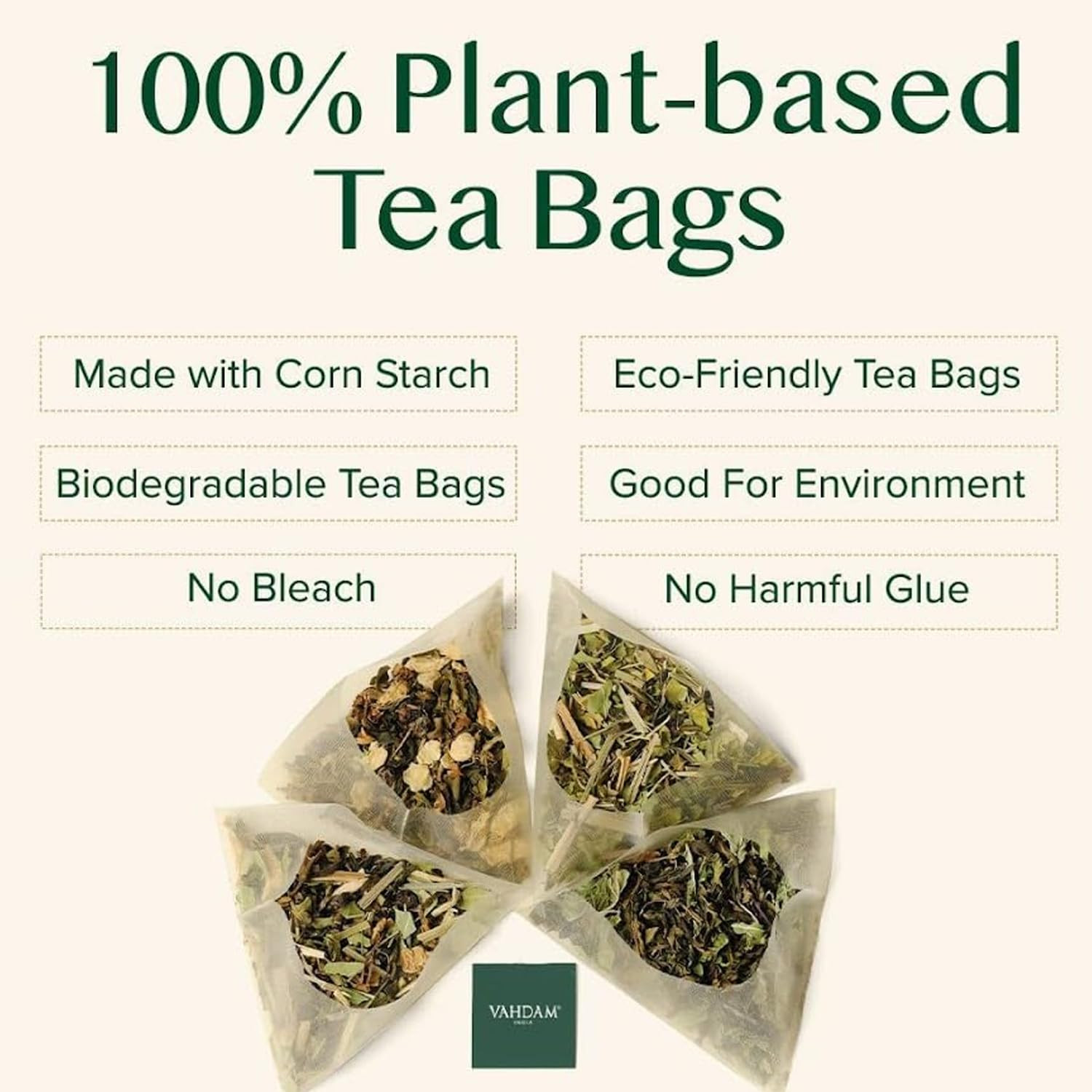 VAHDAM Organic Turmeric Ginger Herbal Tea Bags (100 Pyramid Tea Bags) Caffeine F