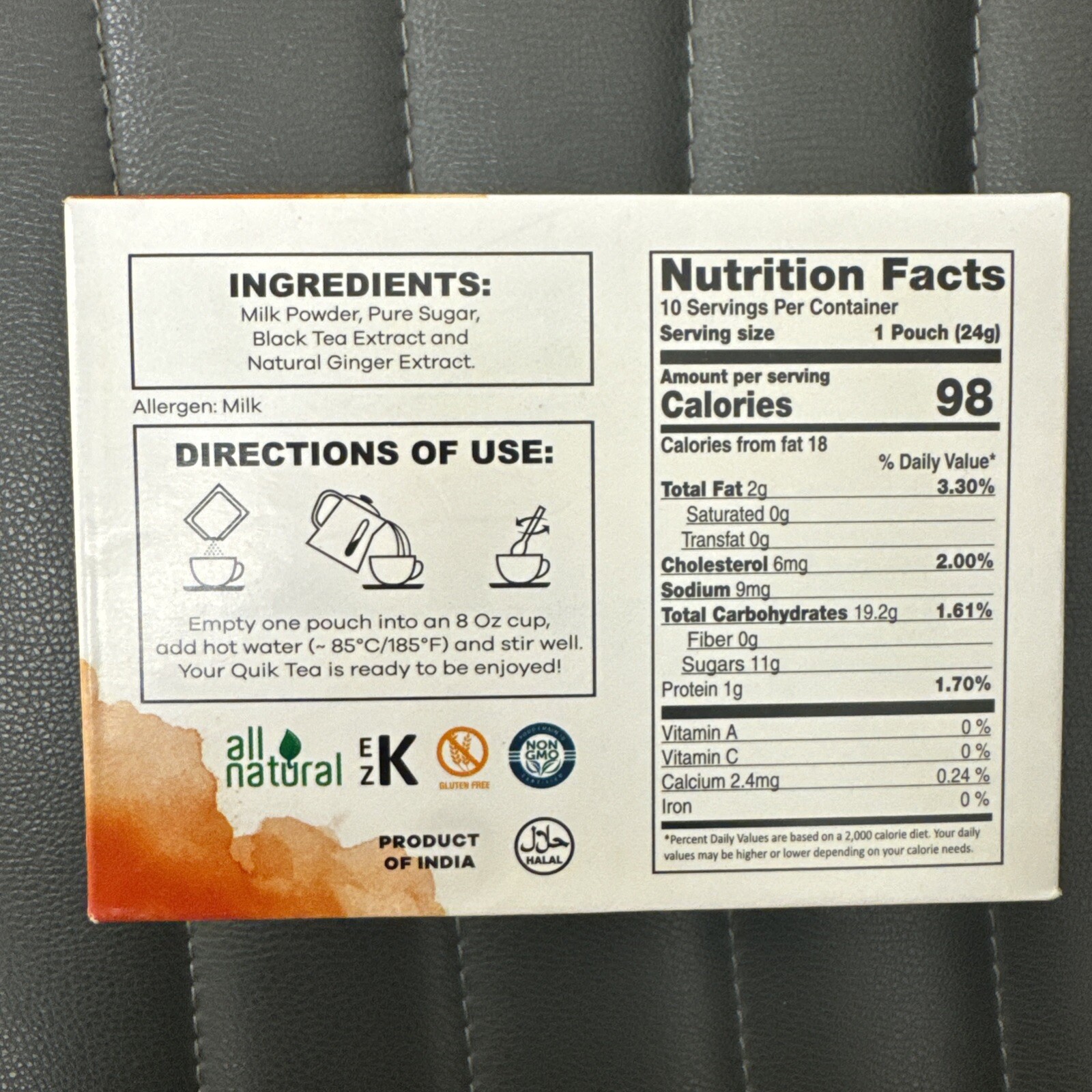 Quiktea Ginger Chai Tea Latte – 20 Count (2 Boxes of 10 Each) – Packaging May Va