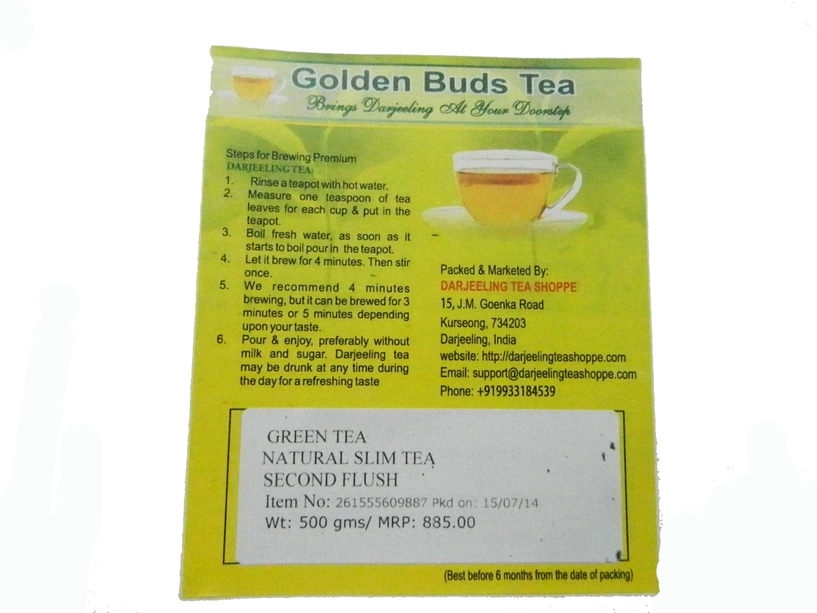 Green Tea (FRESH SECOND FLUSH 2024) NATURAL SLIM TEA 500 Gms