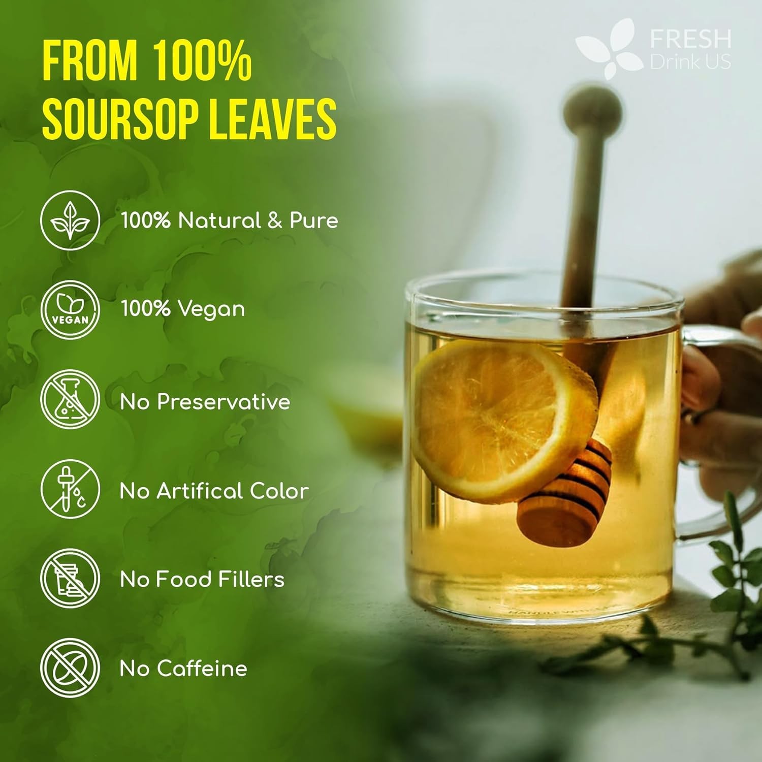 40 Premium Soursop Graviola Leaf Tea Bags, 100% Natural and Pure 40 Bags