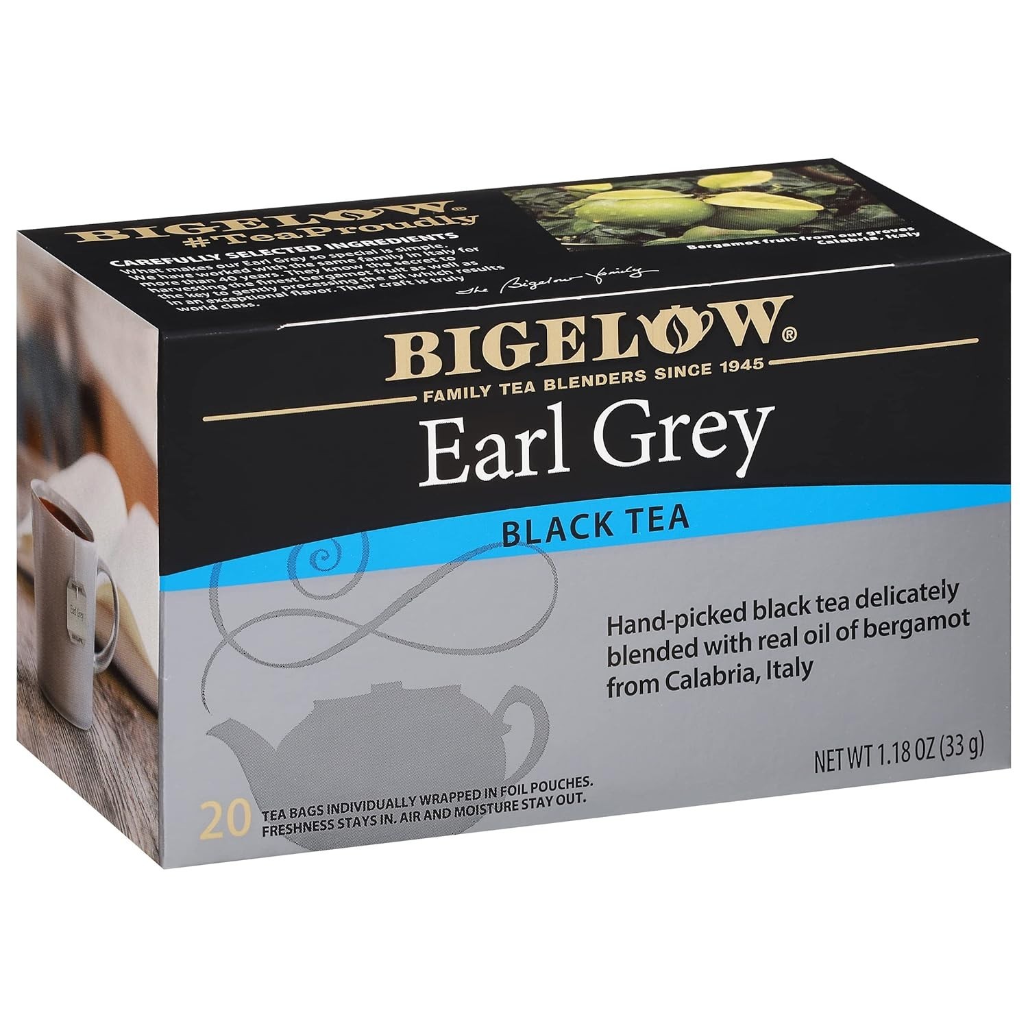 Bigelow Tea Earl Grey Black Tea, Caffeinated, 20 Count Box (Pack of 6) 120 Total
