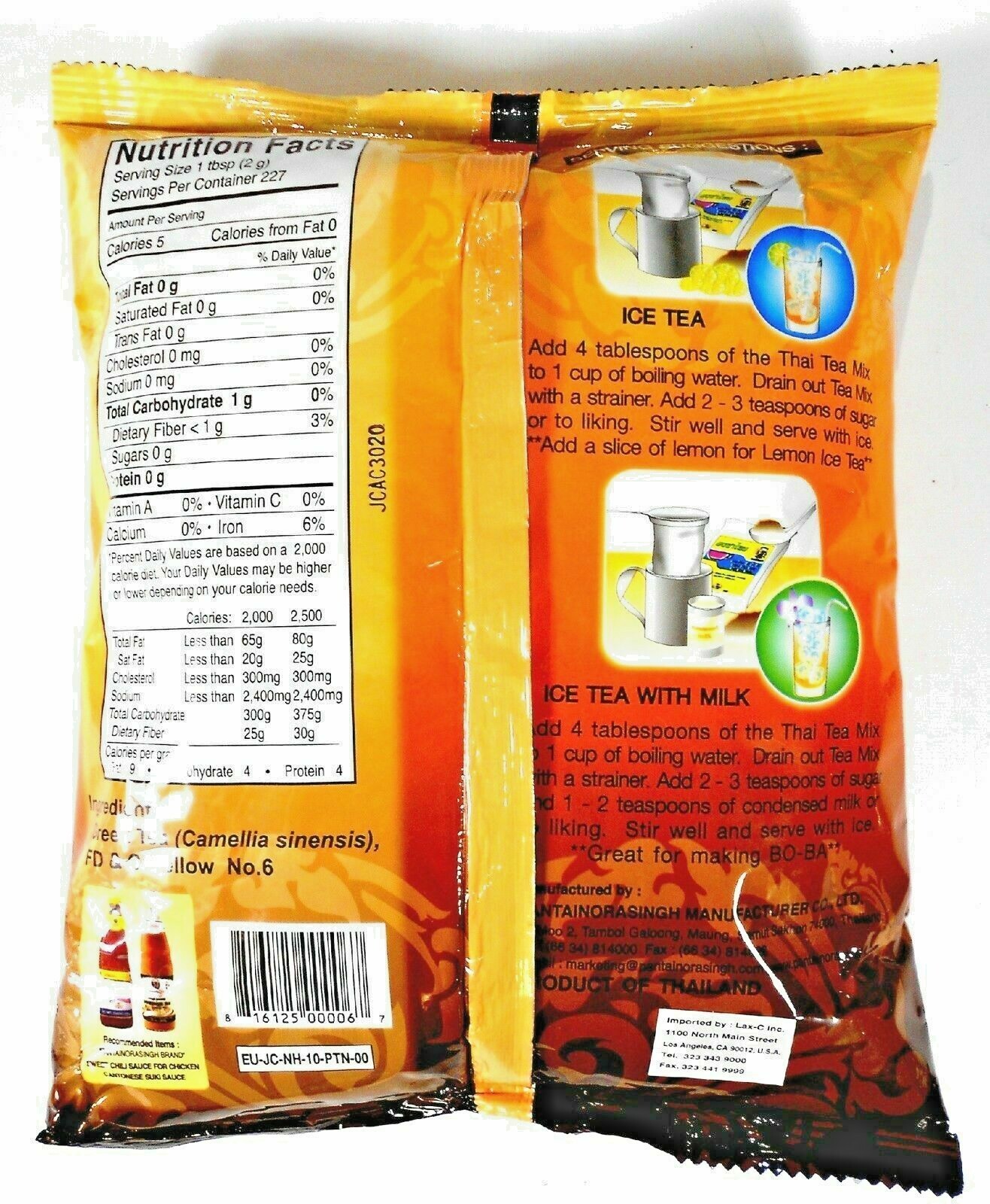 Thai Tea Leave Mix by Pantai Norasingh 16 oz/ 1 lb