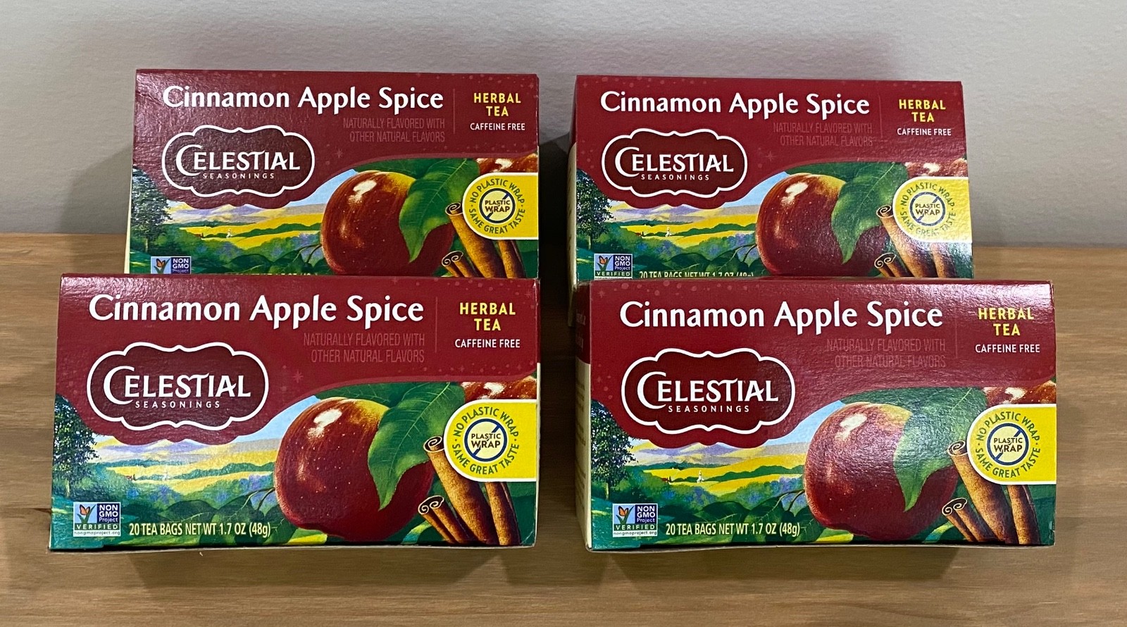 Celestial Seasonings Cinnamon Apple Spice Herbal Tea LOT/4 Boxes BBD 11’27