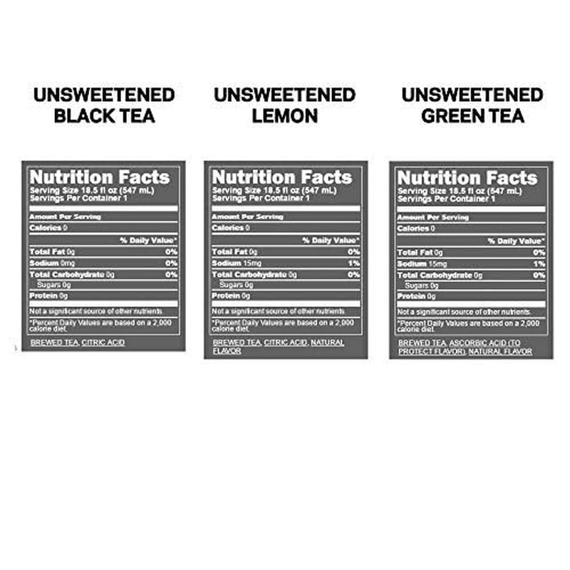 Iced Tea, Unsweetened 3 Flavor Variety Pack, Zero Sugar & Zero Calories, 18.5 Fl
