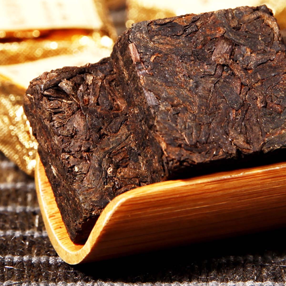 250g Old Pu’er Black Tea Ripe Puer Tea Brick Cooked Puerh Yellow Iron Box Yunnan