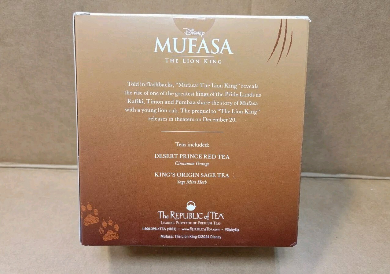 2 Pack The Republic Of Tea Mufasa The Lion King Desert Cinnamon Orange Sage Mint