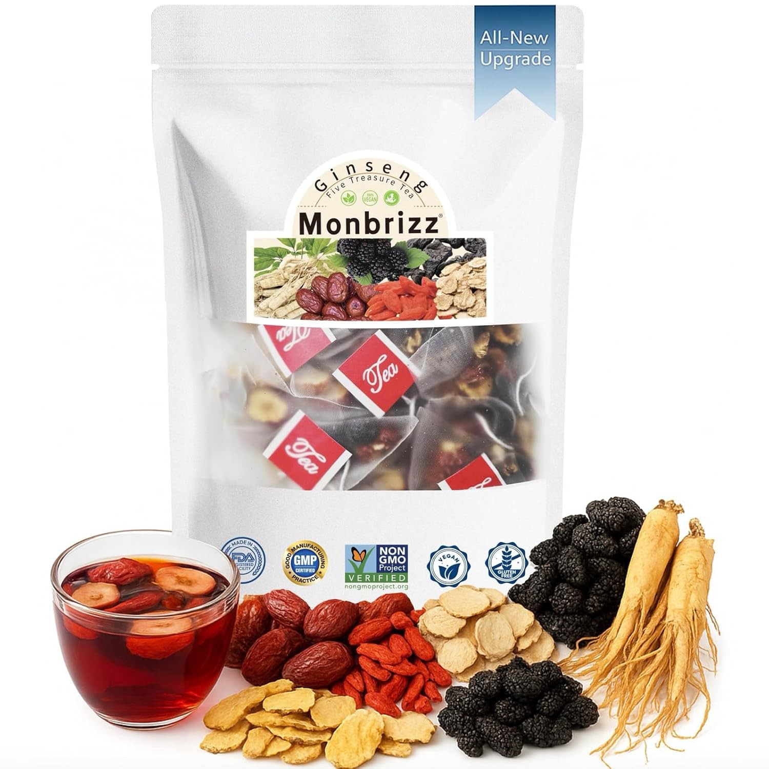 Monbrizz kidney tea formula Ginseng Six treasure te divina, maca root,…