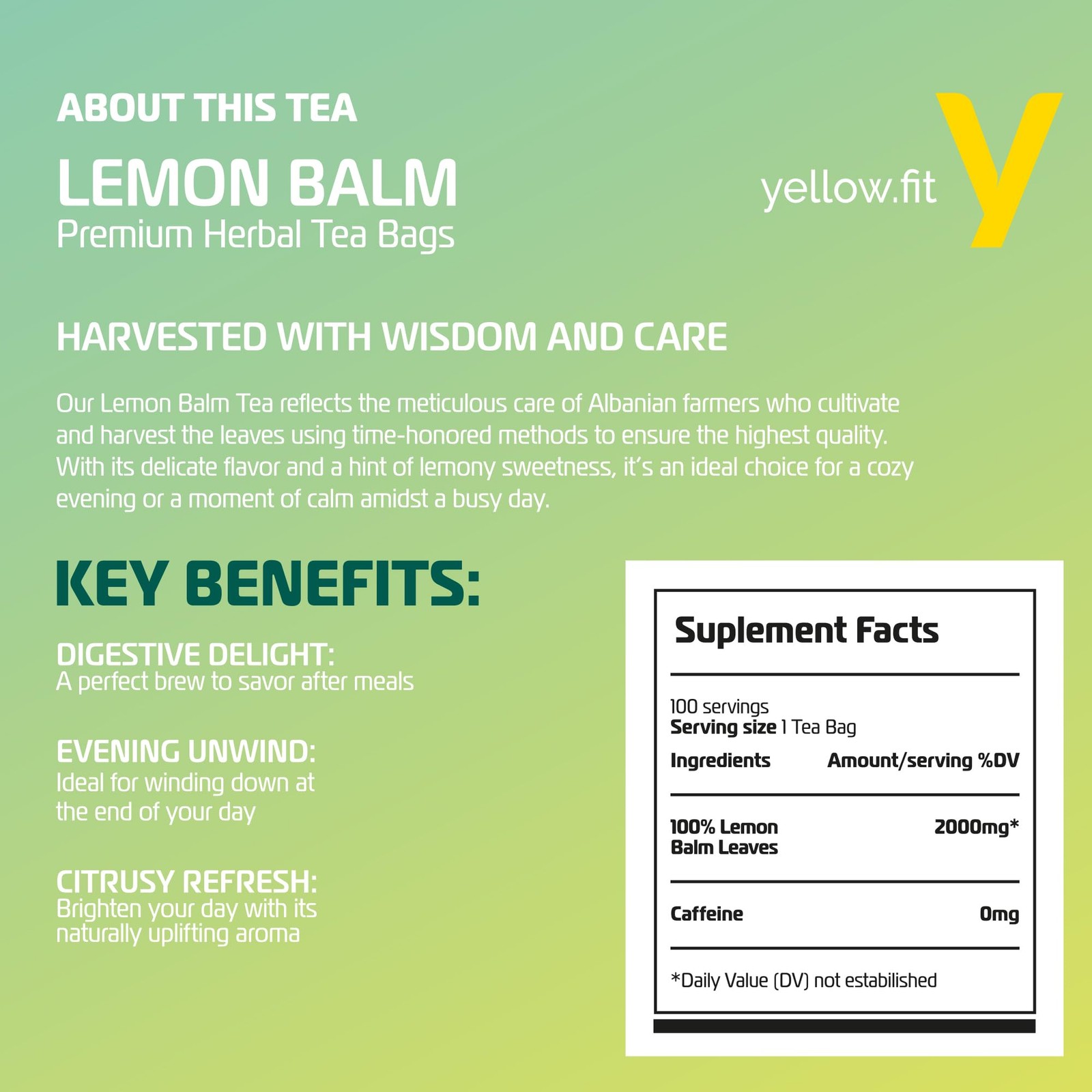 LEMON BALM, loose leaf 100 tea bags – THE HERBAL TREASURE OF ALBANIA