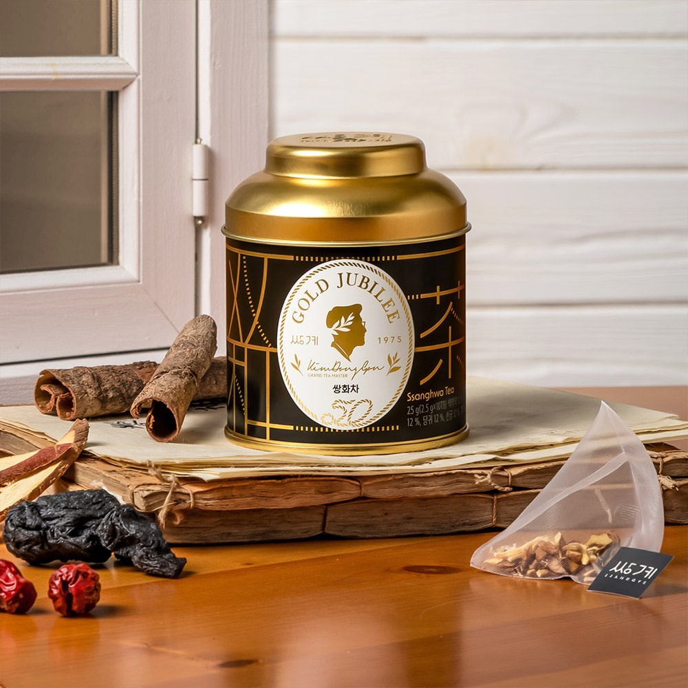 Korean Ssanghwa Tea 10 Pyramid Bags | Caffeine Free | Ssanggye Gold Jubilee