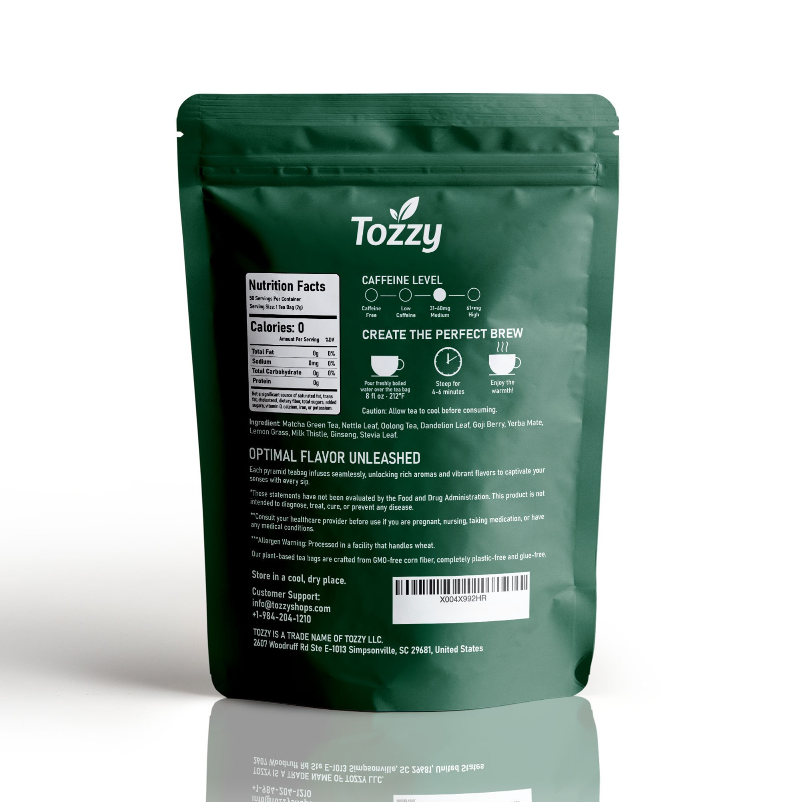 Organic Detox Tea Bags-Herbal Cleanse Tea-100 Count-Plant-Based Pyramid Tea Bags