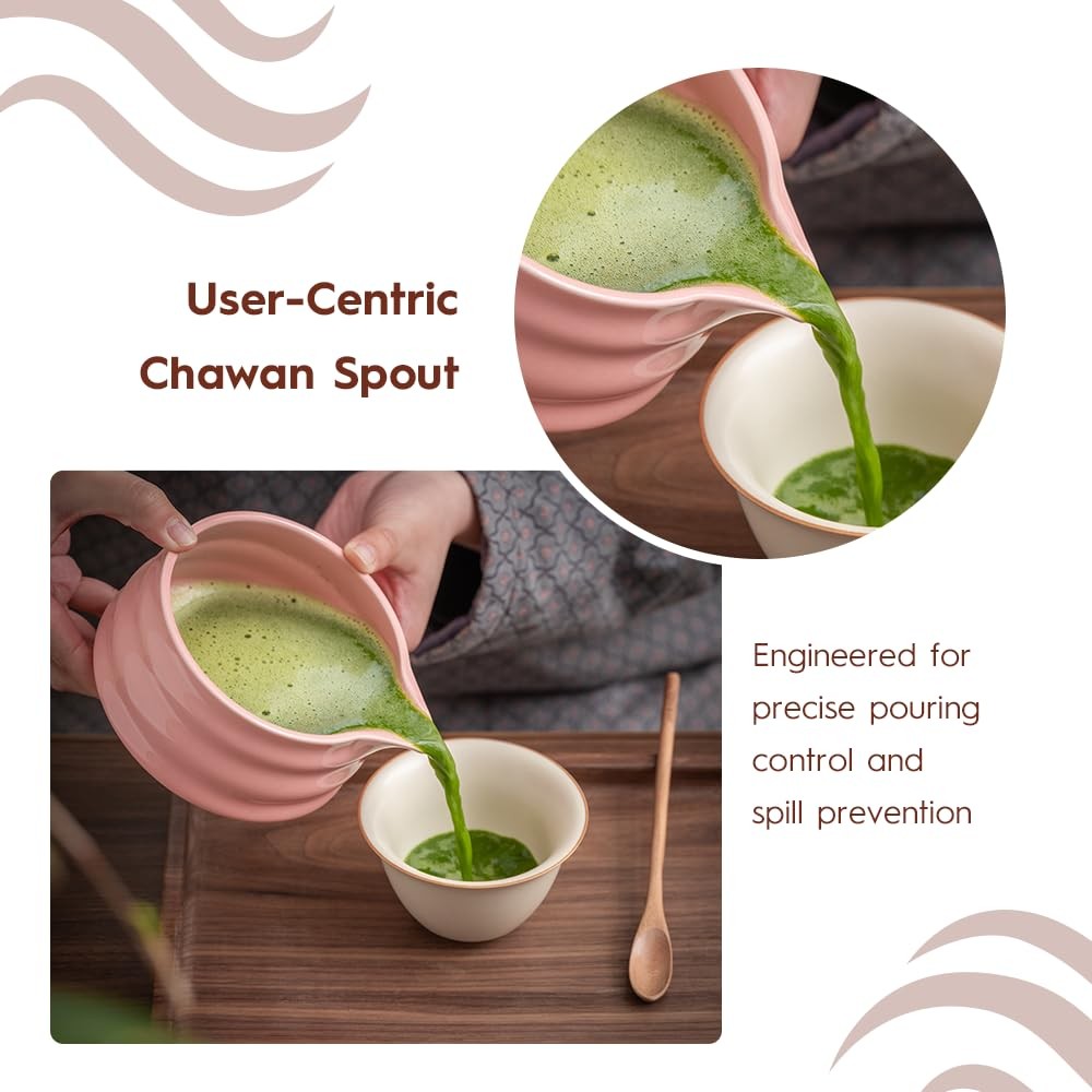 6 Pcs Matcha Set – Ceramic Bowl Whisk Canister Sifter Spoon