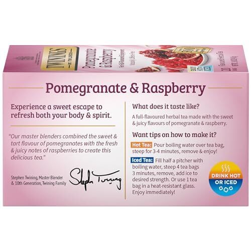 2 Packs – Twinings Pomegranate & Raspberry Herbal Tea Bags – 20 Count