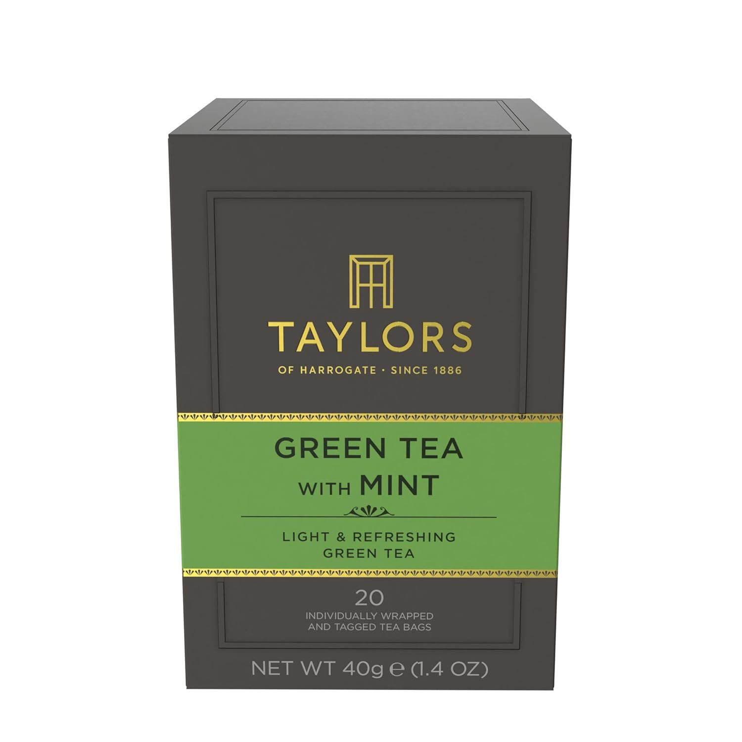 Green Tea with Mint, Individually Wrapped Bags, 20 Count (Pack of 6), Refreshing