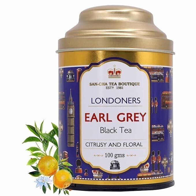 SAN-CHA Tea Boutique Londoners Darjeeling Tea Earl Grey Tea 100 grams.