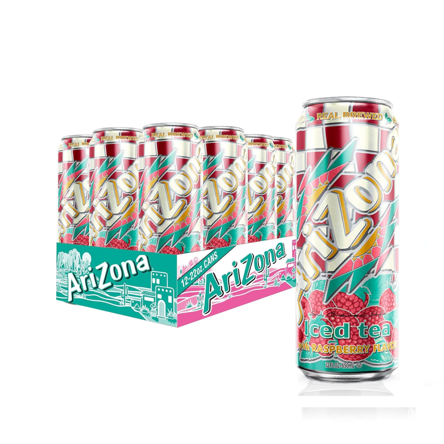 AriZona Raspberry Tea Big Can, 22 Fl Oz (Pack of 12)