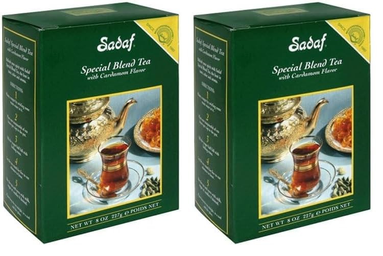 Sadaf Special Blend Cardamom Flavored Pure Ceylon Black Tea 100 Count (Foil),