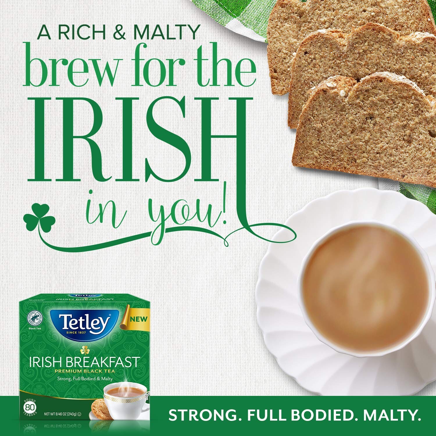 Lot of 6 Tetley Irish Breakfast Premium Black Tea, 80 Bags Each