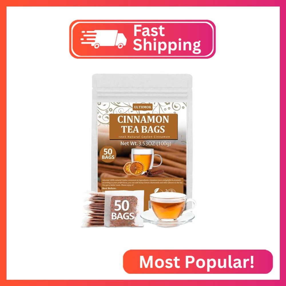 Premium 50 Pure Ceylon Cinnamon Tea Bags, Made with 100% Ceylon Cinnamon Sticks,