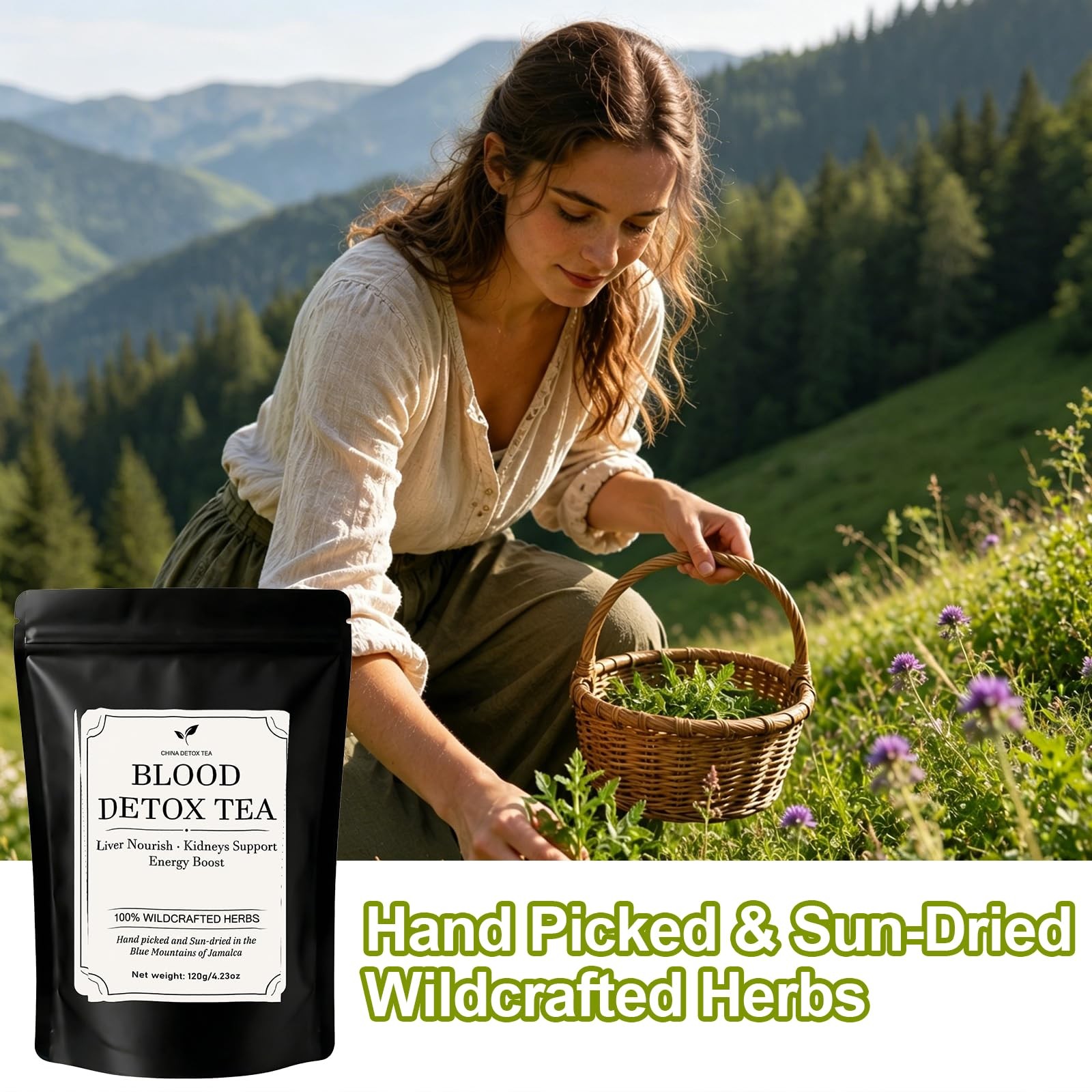 Jamaican Healing Garden Blood Detox Tea, Wildcrafted Herbs with Guaco, Burdoc…