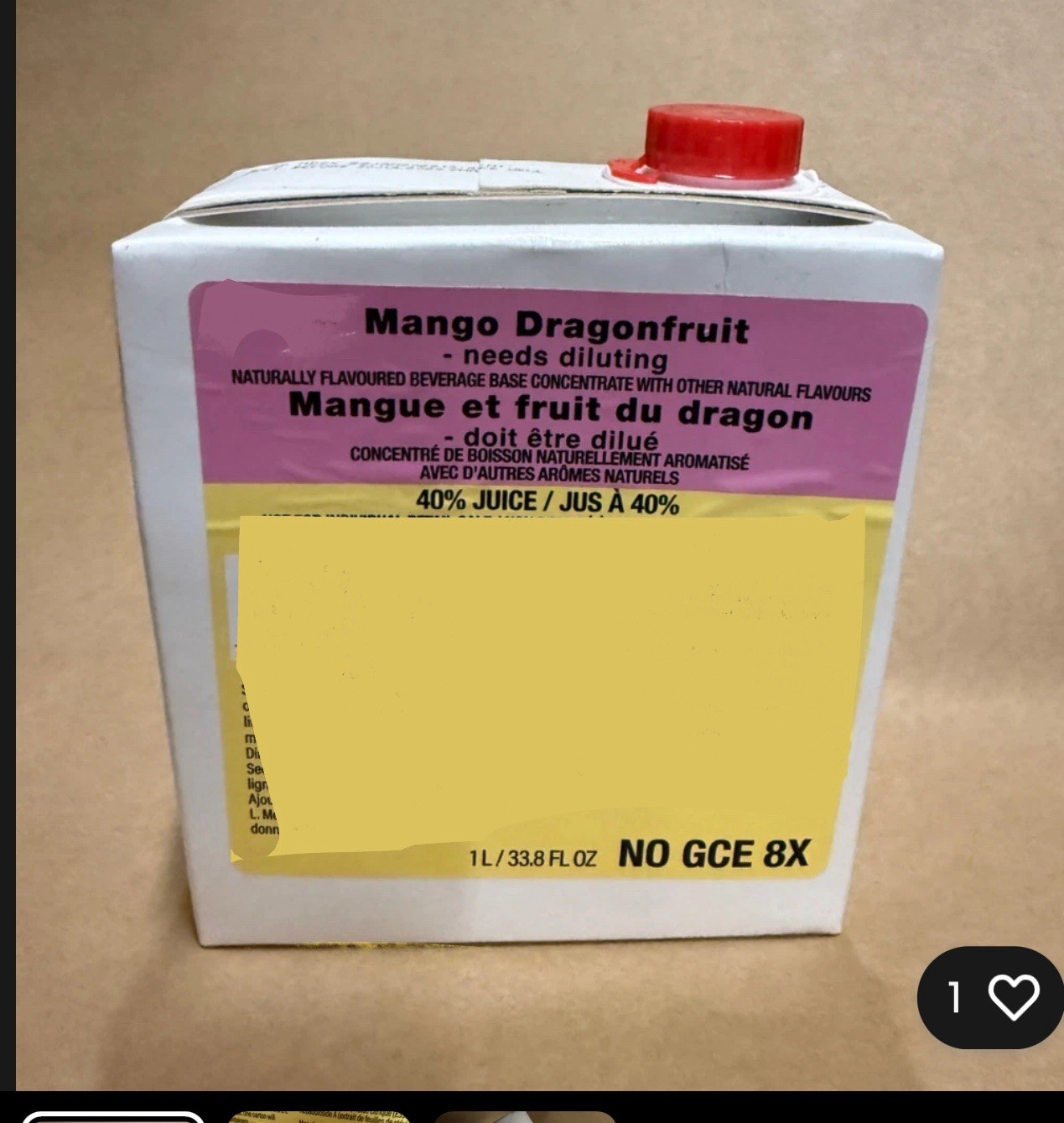 Mango Dragonfruit Beverage Base 1 Liter X 2 Boxes BB 07/2026 New Recipe!! No GCE