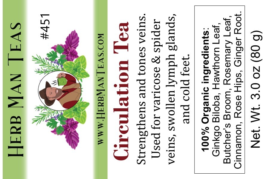 CIRCULATION TEA Strengthens & tones veins, Warms up body by master herbalist 3oz