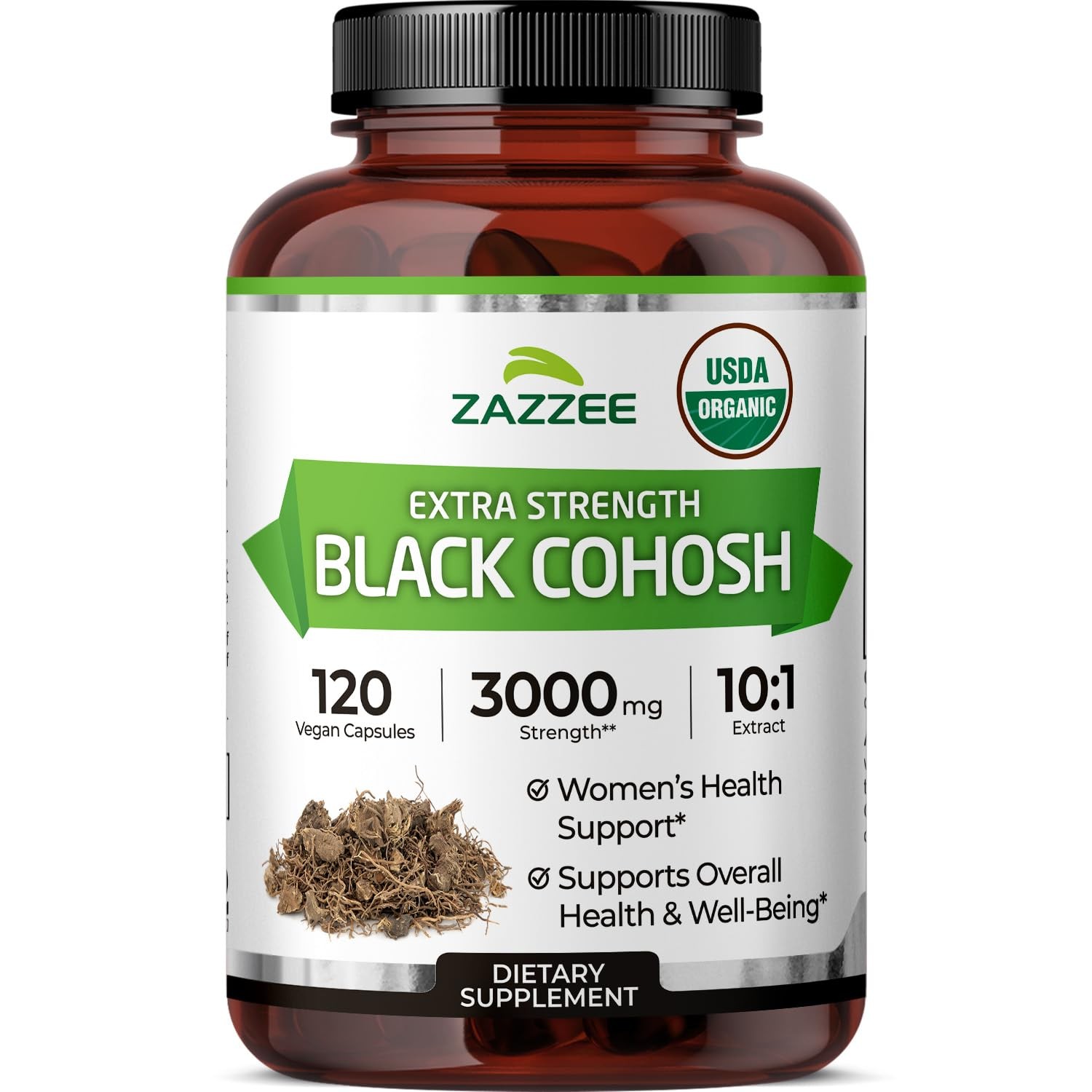 USDA Organic Black Cohosh 10:1 Extract, 120 Vegan Capsules, 4 Month Supply, A…