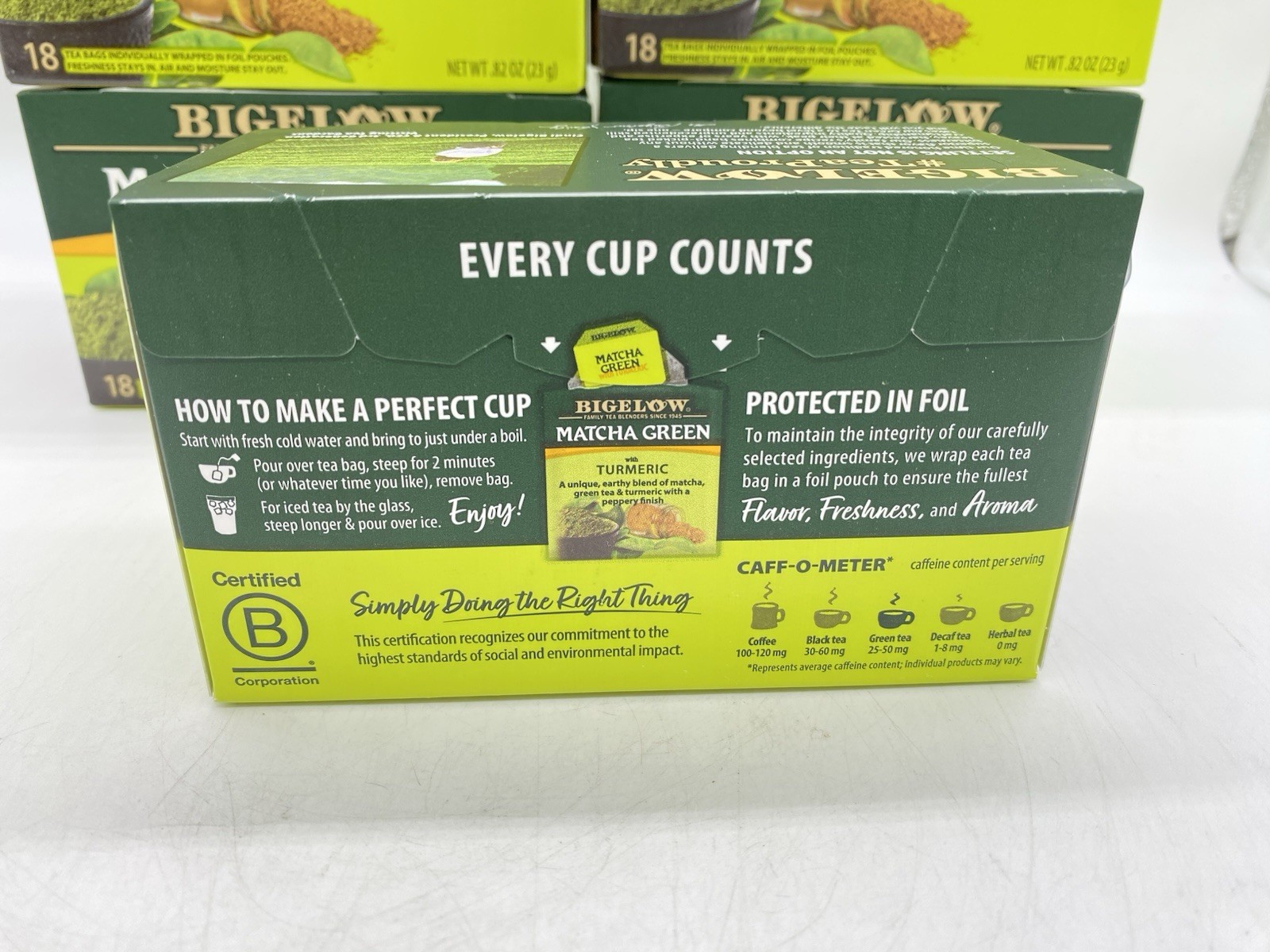 Bigelow Matcha Green Tea With Turmeric 6 Boxes of 18 Each
