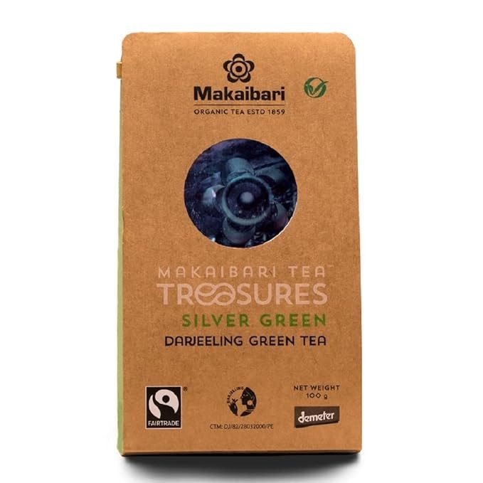 (3) Makaibari Tea Treasures Organic Loose Leaf Silver Darjeeling Green Tea 100g