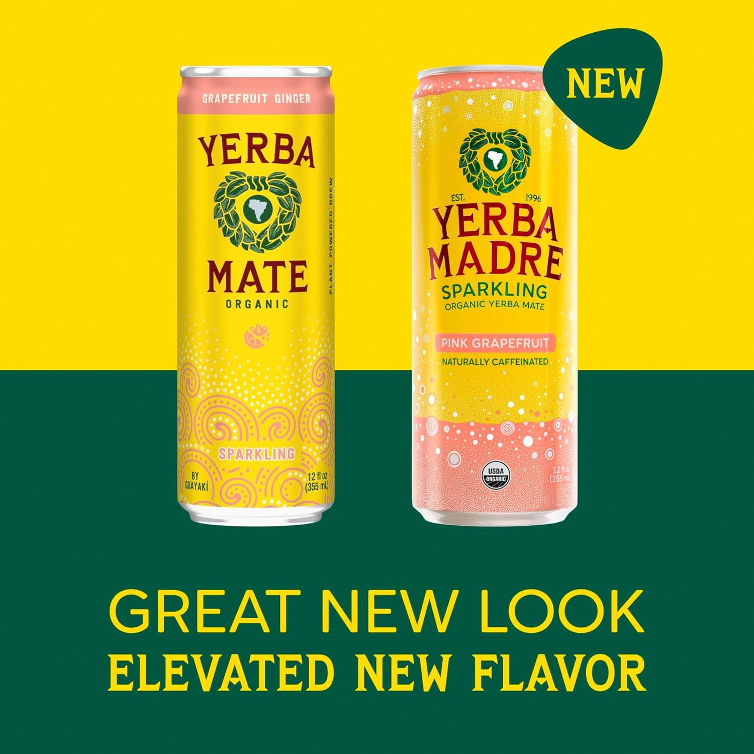12 Pack Sparkling Yerba Mate Pink Grapefruit Organic Energy Drink (Grapefruit)