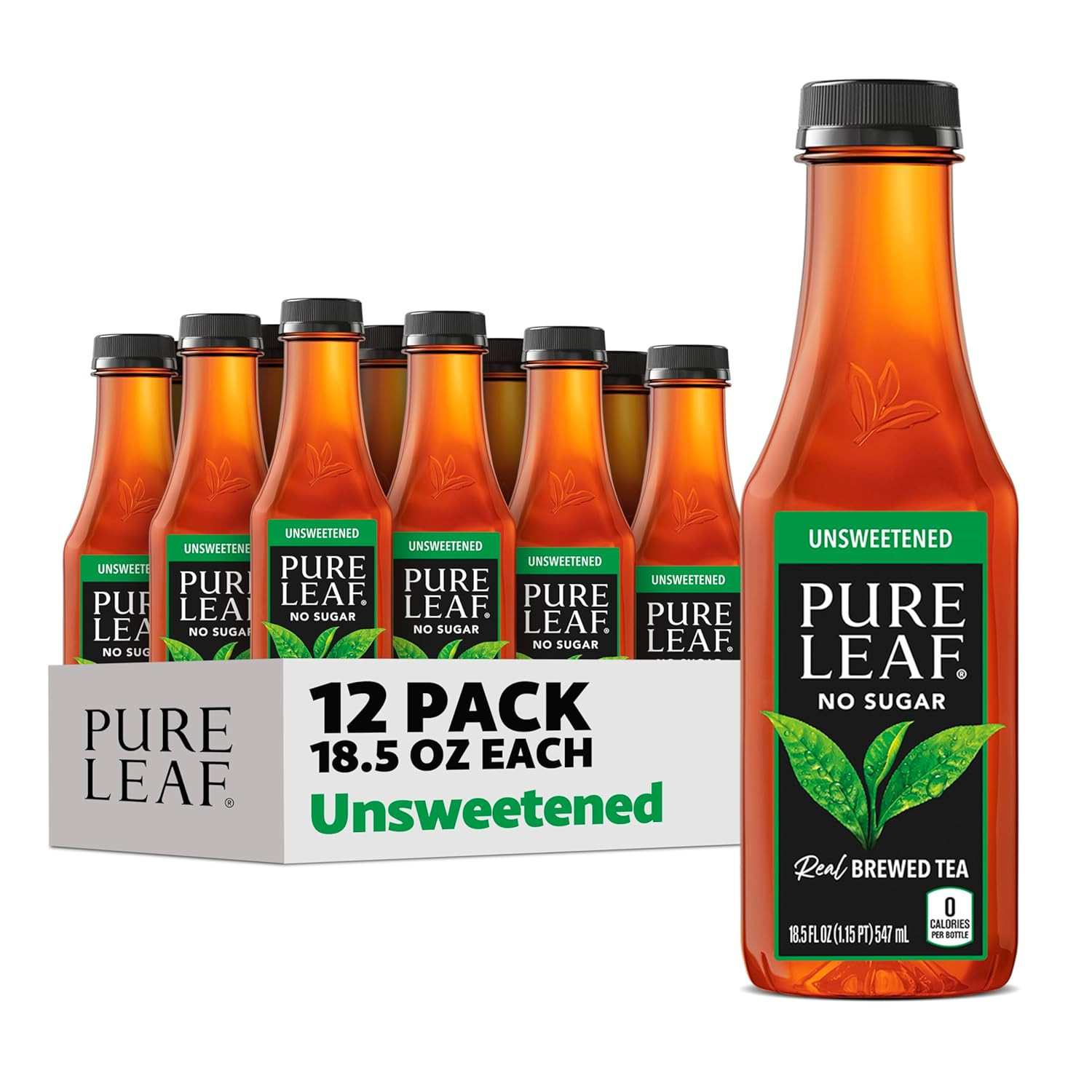 Pure Leaf Iced Tea, Unsweetened Real Brewed Tea, Zero Sugar & Zero Calories, 18.