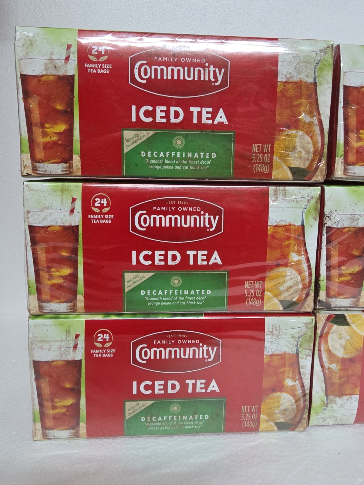 6Pack-Community Coffee Decaf Tea, 24 Iced Tea- (Outer Packaging Damaged) See Pic