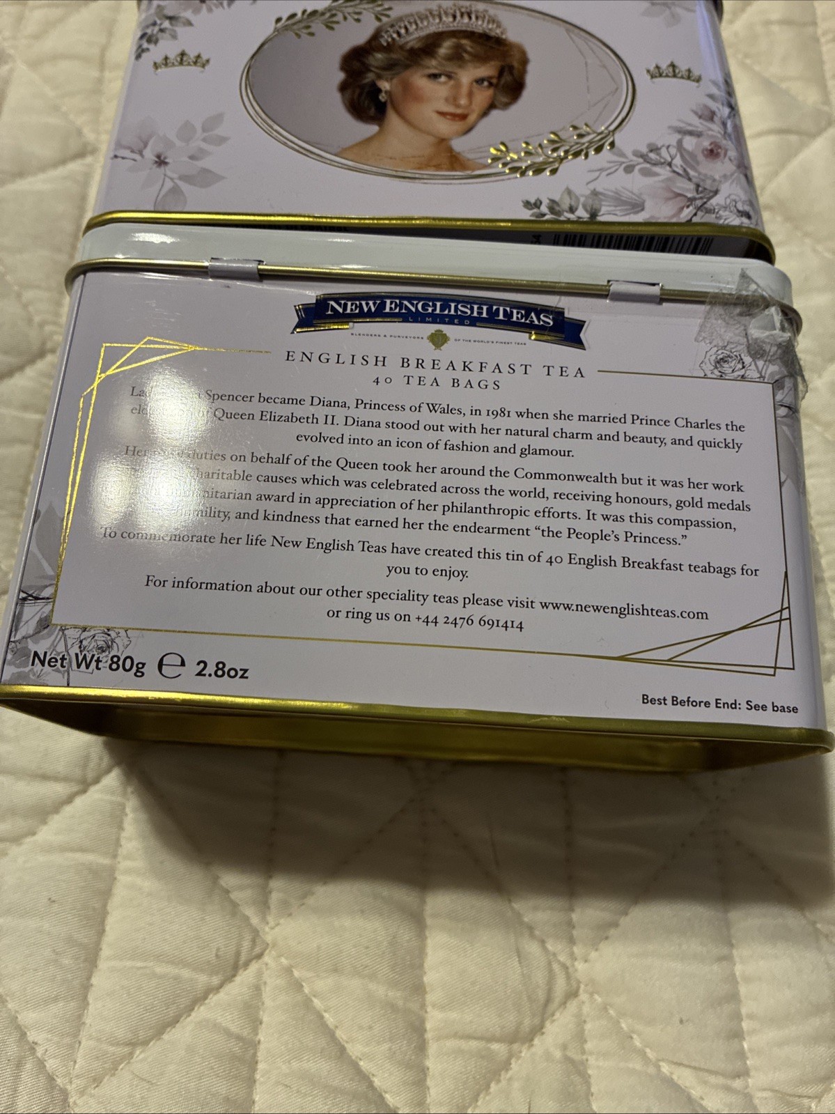 Princess Diana 2 Tins English Breakfast Tea – 40 bags in each – NEW