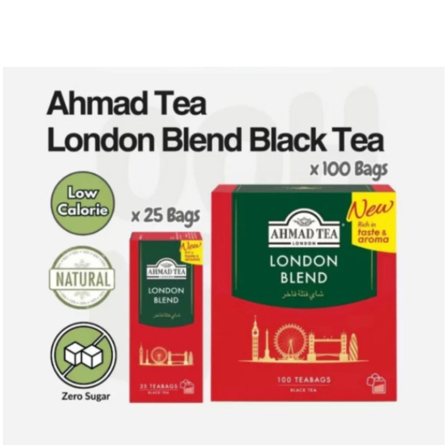 Ahmad Tea London Blend Black Tea – 100 Tagged Teabags Premium Full-Bodied Flavor