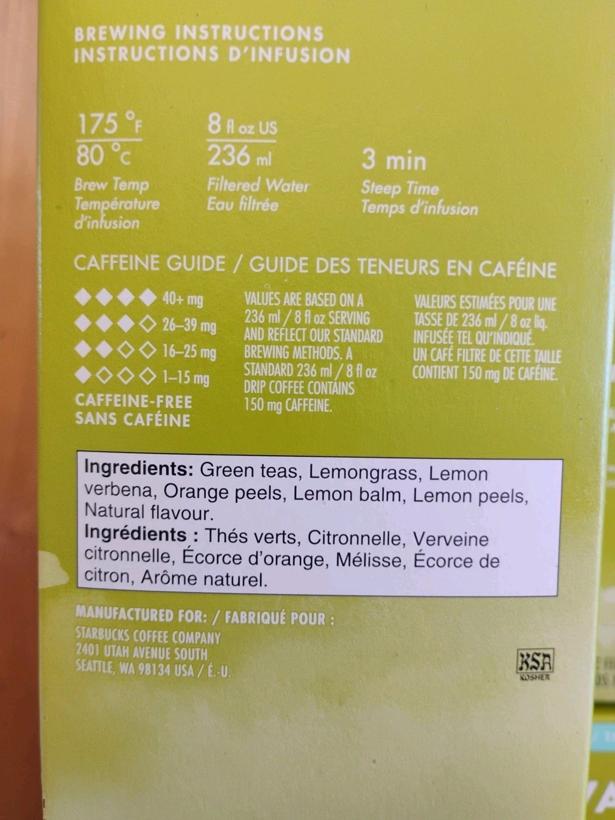 6x Teavana Jasmine Citrus Green Tea 24ct. Filterbags Best Before:11/26/25 NIB