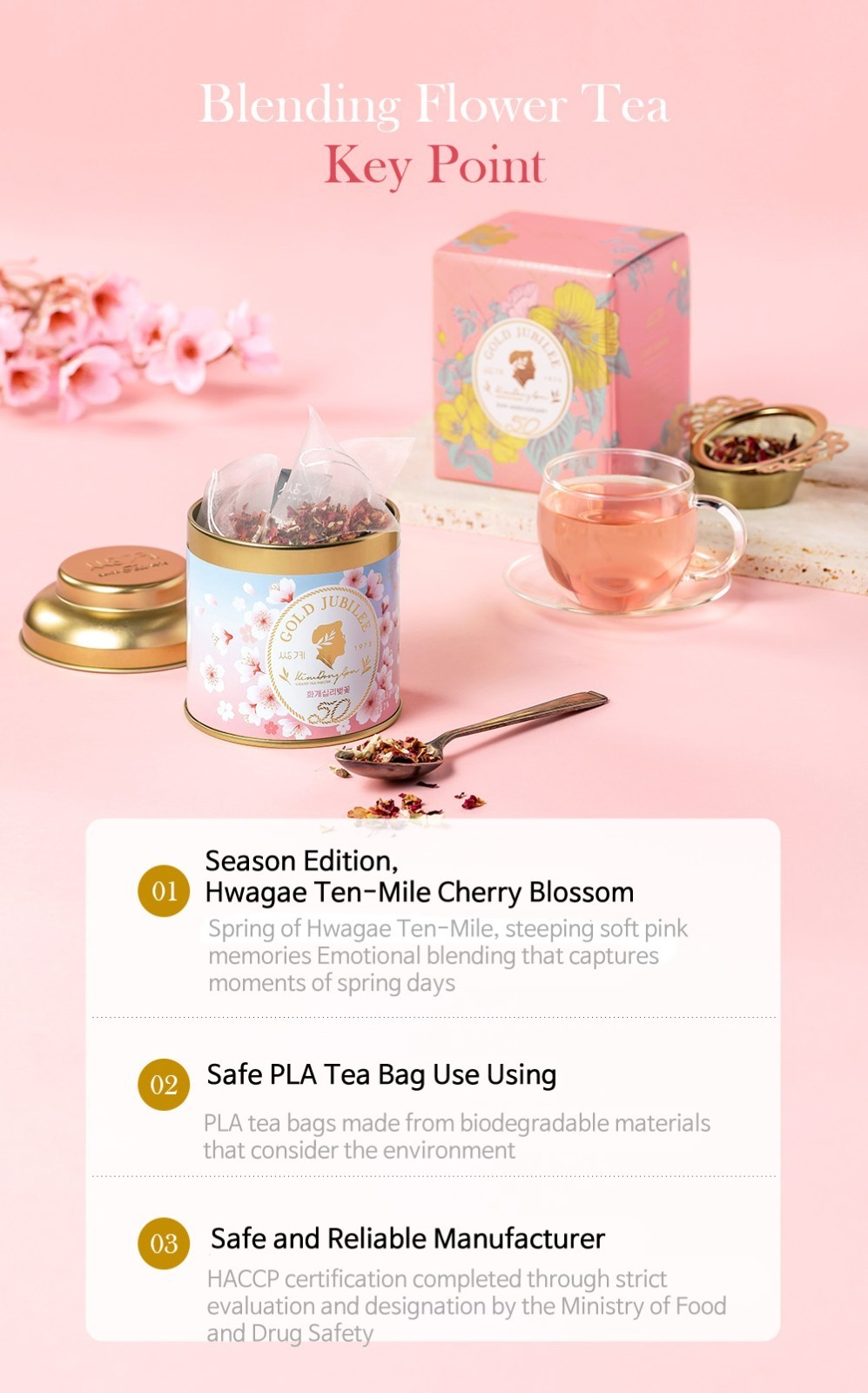 Ssanggye Korean Cherry Blossom Green Tea Blend 10 Bags Collectible Tin