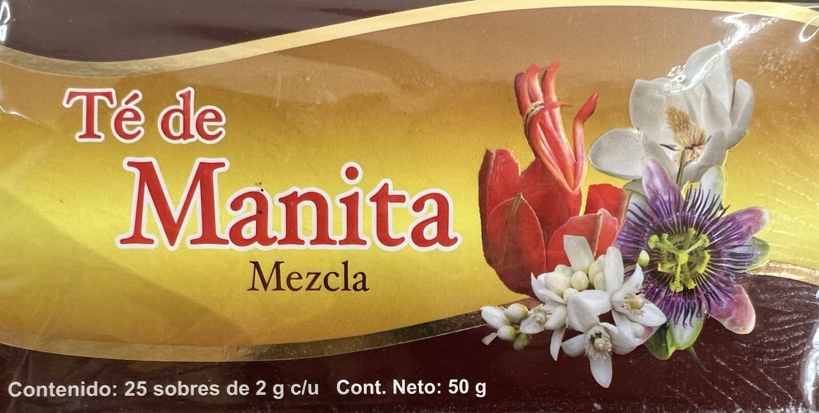 Te de manita 25 tea bags con toronjil pasiflora palo Brasil valeriana damiana