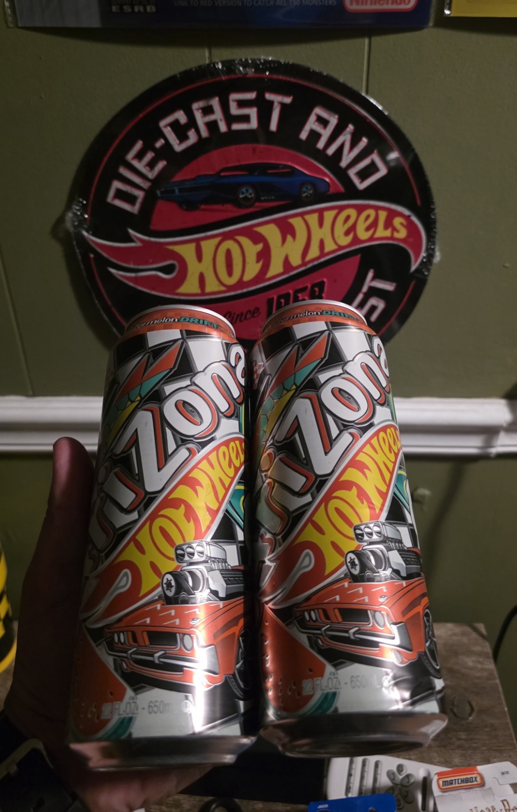 Two Cans Of Arizona x Hot Wheels Watermelon Drift Black And White Tea
